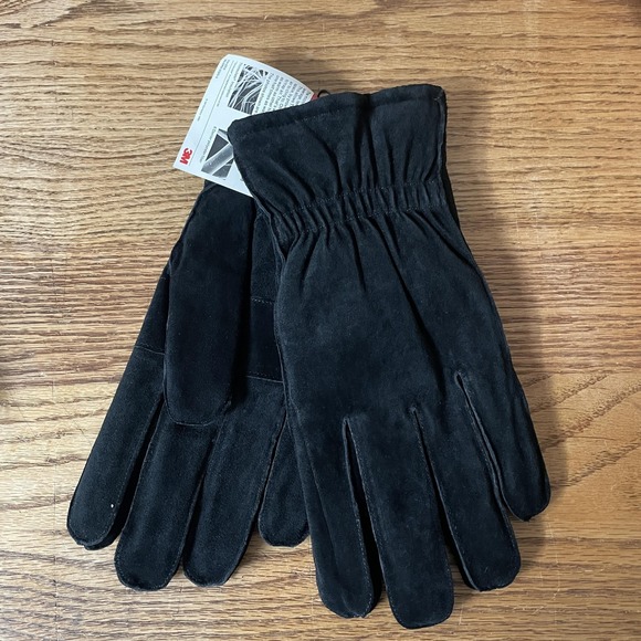 Eddie Bauer Gloves Mens Large Black Suede Leather Thinsulate Winter Lined Warm - Picture 1 of 7